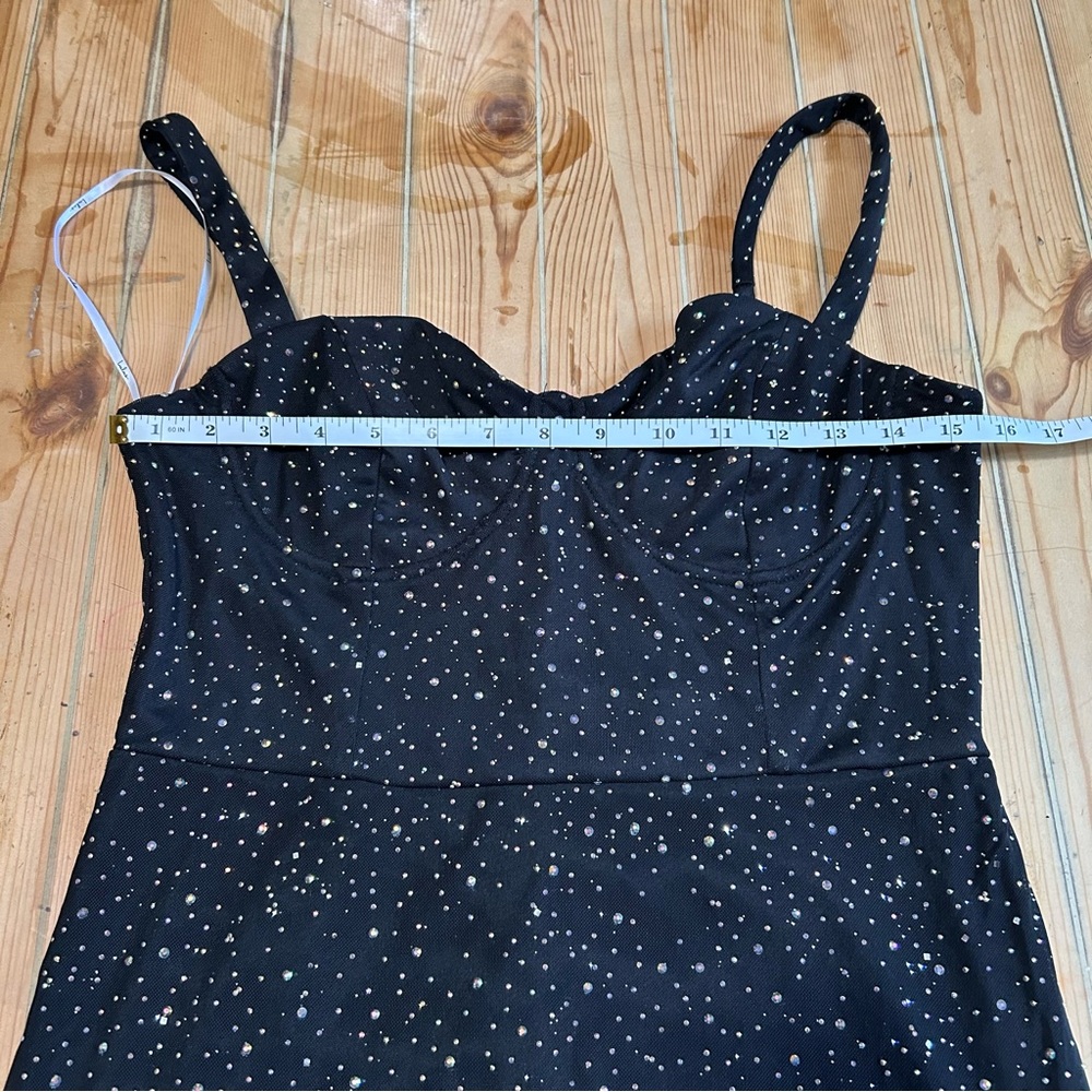 NWT Lulus A-Lister Black Rhinestone Bustier Maxi Dress - Picture 9 of 11